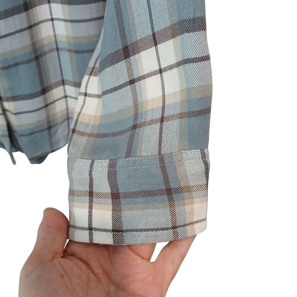 Lucky Brand Women's Shirt Large Plaid  Button Up Long Sleeve Boyfriend Light - Picture 5 of 11